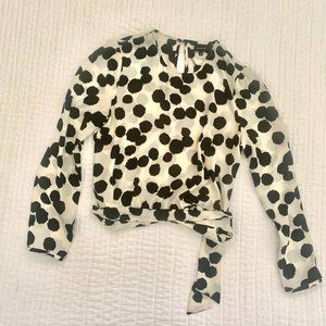 NWT Who What Wear Polka Dot Top with tie sash size S